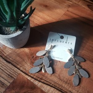 Oval Wood and Gold-Tone Tiered Drop Earrings